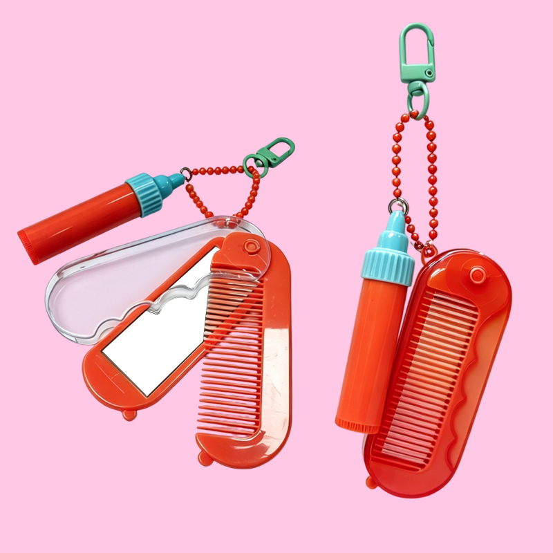 Kids Lip Balm Comb Mirror Keychain