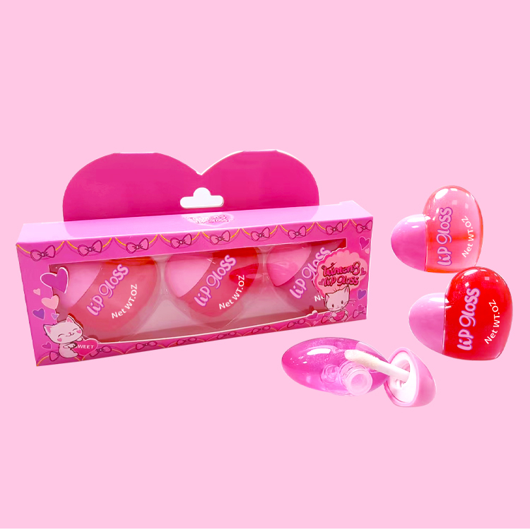 Heart Shape Moisturize Color Love Lip Gloss 3pcs Set