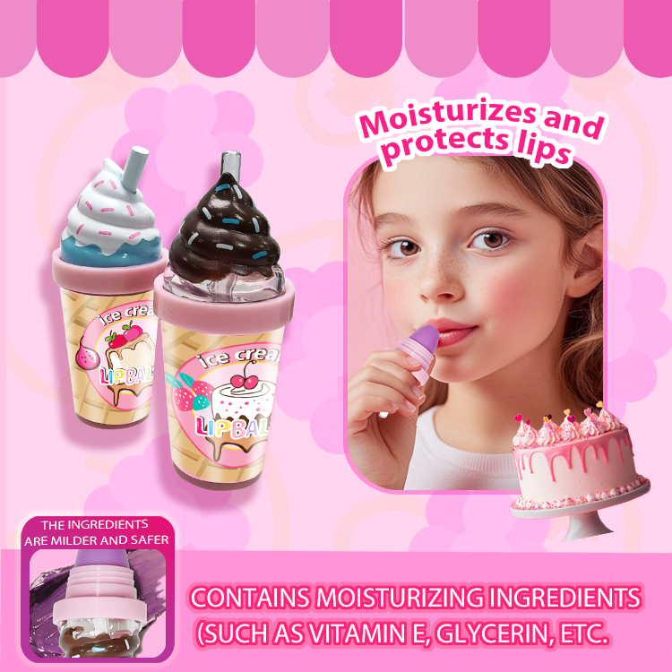Ice Cream Cup Shape Vagen Moisturizing Lip Balm Mode：c5574-5