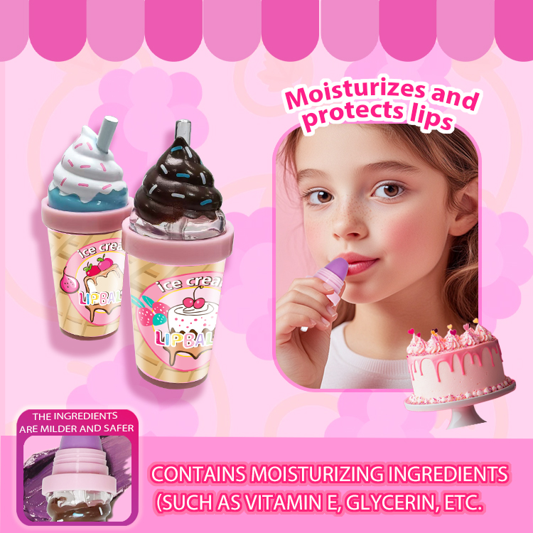 Ice Cream Cup Shape Vagen Moisturizing Lip Balm Mode：c5574-5