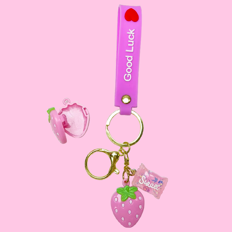 Cute Mini Strawberry Lip Gloss Pendant Model:C1229