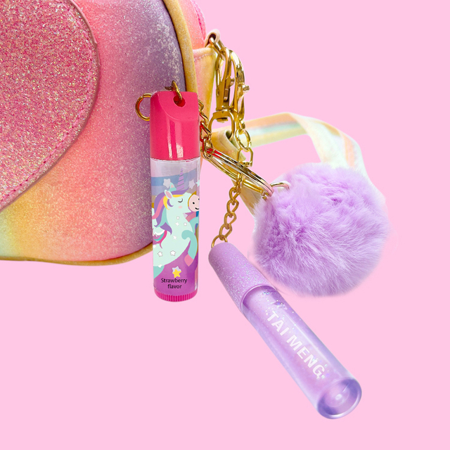 Hairball Key Chain 2set lipgloss Lip balm Series c2131