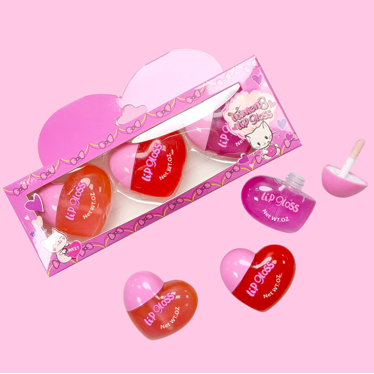 Heart Shape Moisturize Color Love Lip Gloss 3pcs Set