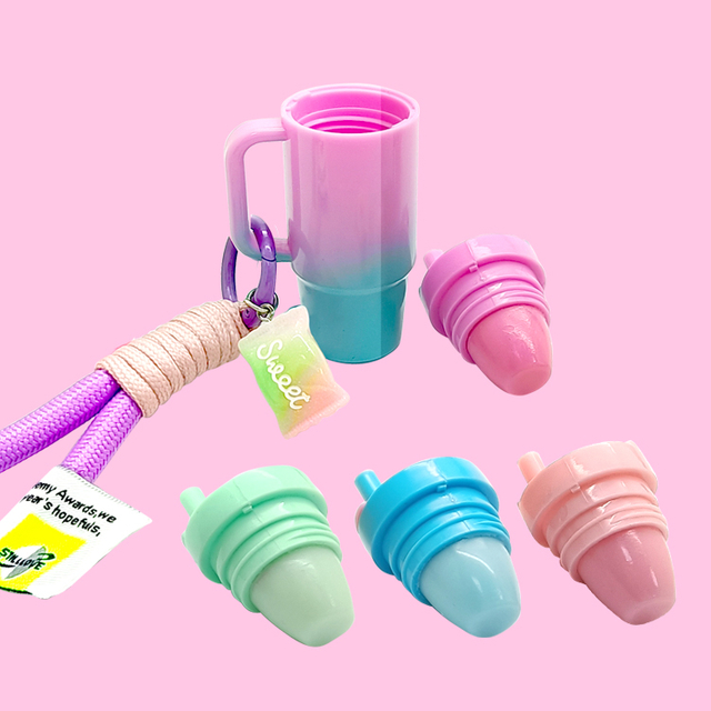 keychain Gradient color ice large cup lip balm