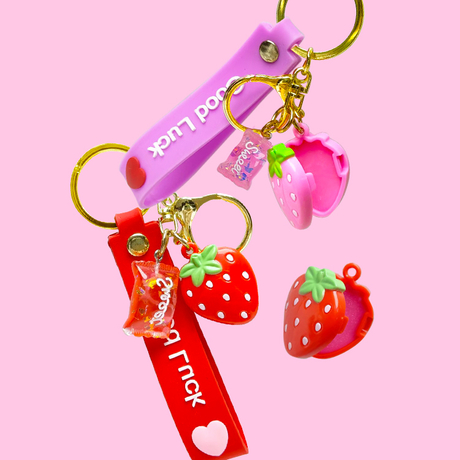 Cute Mini Strawberry Lip Gloss Pendant Model:C1229
