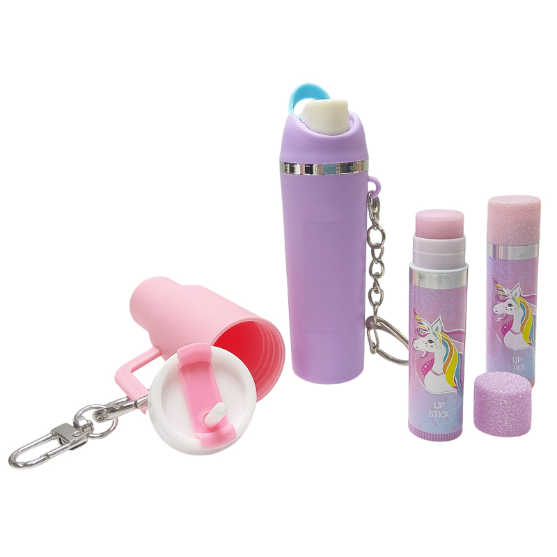 Adorable Drinking Cup-shaped Keychain with Matching Lip Balm