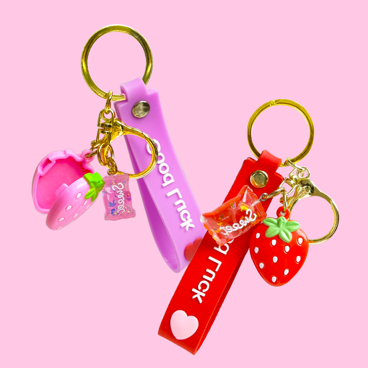 Cute Mini Strawberry Lip Gloss Pendant Model:C1229