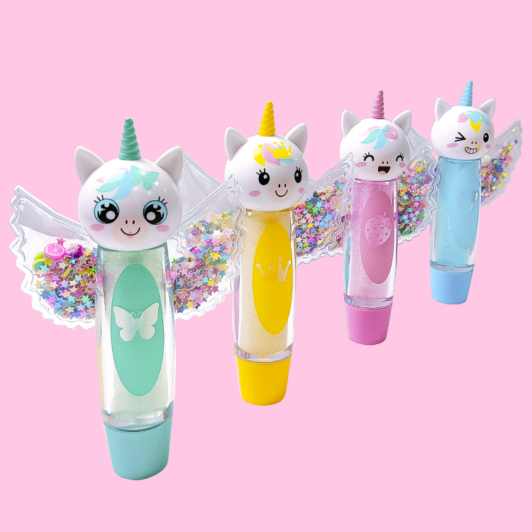 Unicorn with wings shape moisturize cute colorfull lip balm molde c2150-3